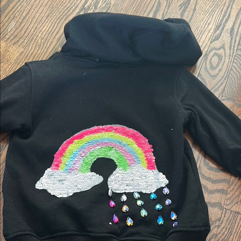 Black Hoodie with Colorful Drawstrings - Picture 2 of 3